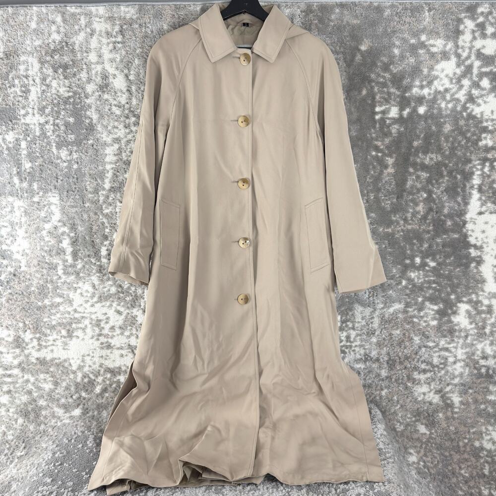 Nauage Size 10 Minimalist Outdoor Trench Coat Button Long Sleeve Collar Casual